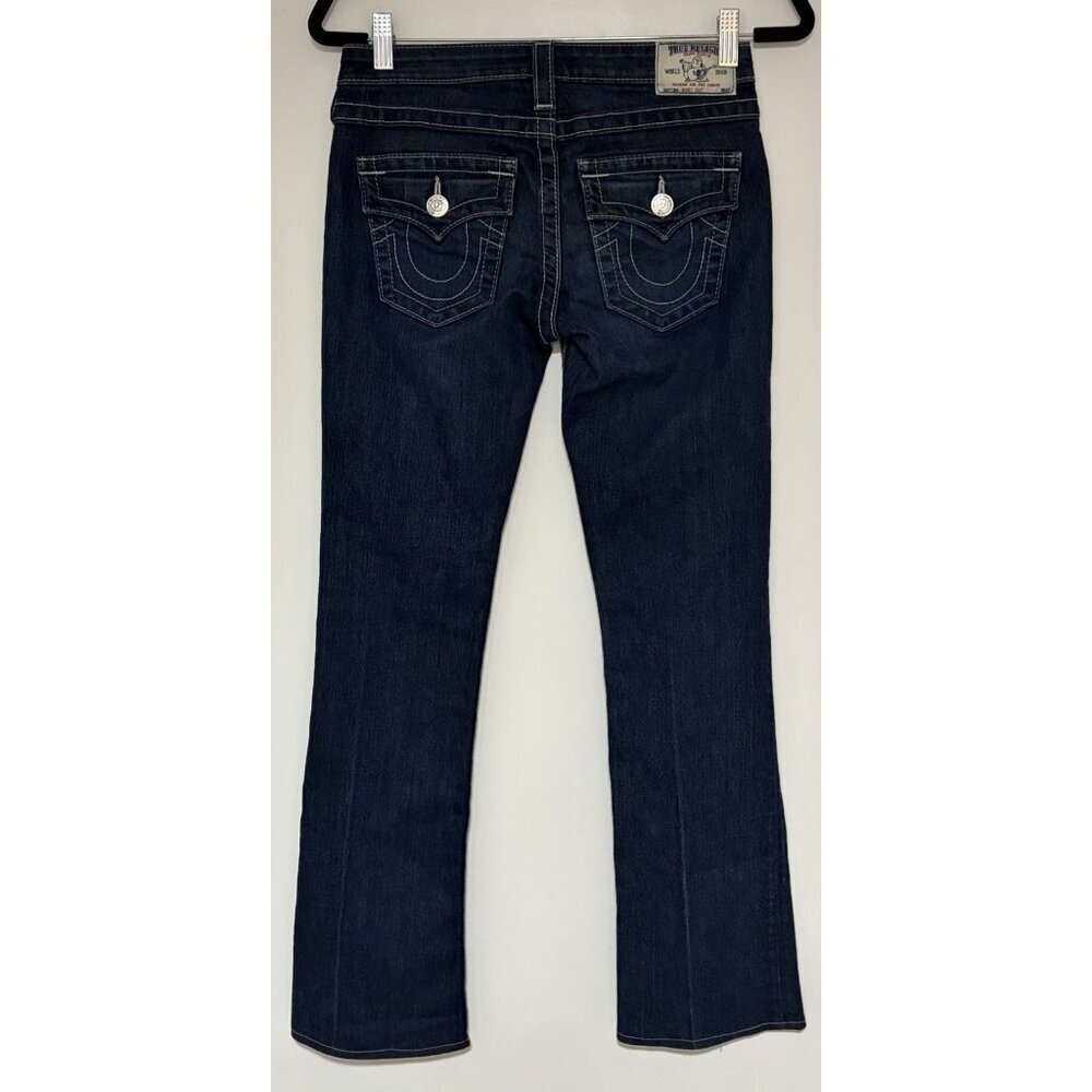 True Religion Women’s Dark Wash Low Rise Bootcut W/Flap Jeans Size 26